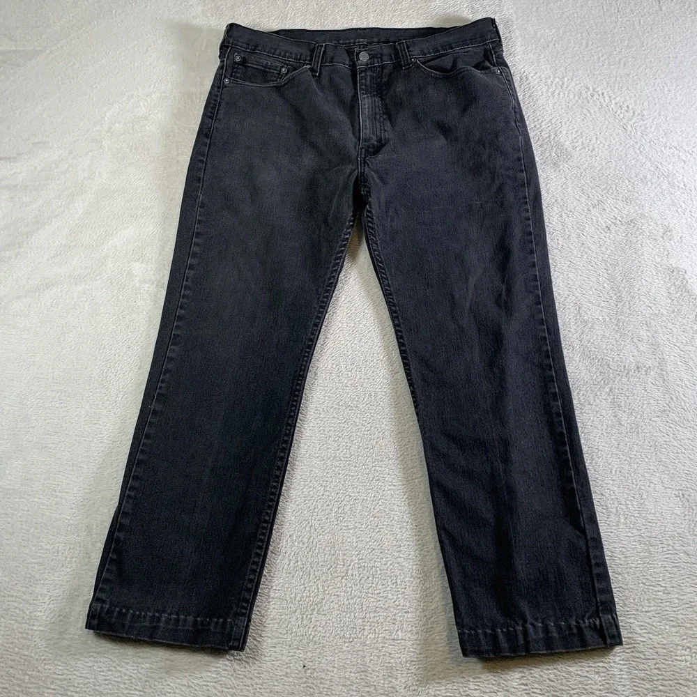 Levis 514 Jeans Mens 36x30(36x26) Gray Black Straight Leg Cotton Denim Dark Wash